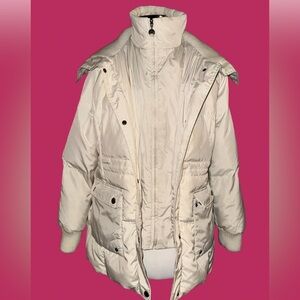 Betsey Johnson white puffer jacket with the cutest buttons